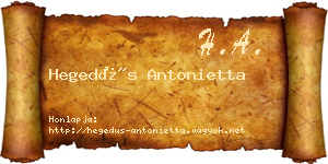Hegedűs Antonietta névjegykártya
